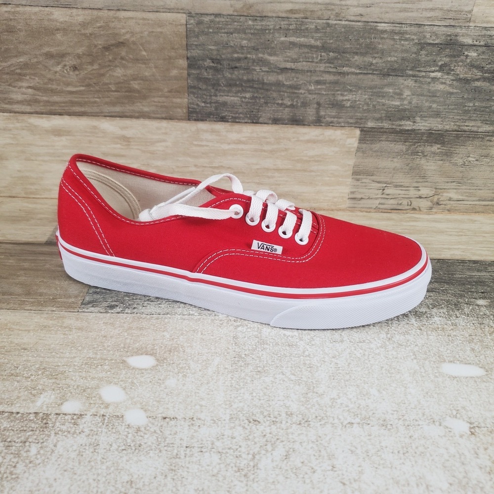 Vans Authentic Low Top Shoes Mens Sz 8 / Womens 9.5 Red Lace Up Sneakers